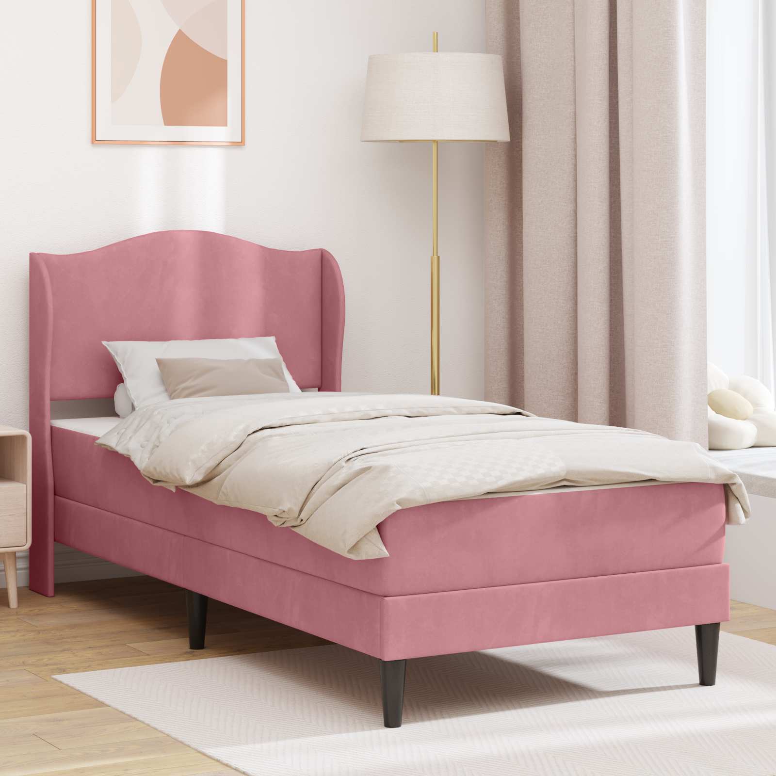 Struttura del letto con testiera Rosa 80 x 200 cm Velluto | homemem39