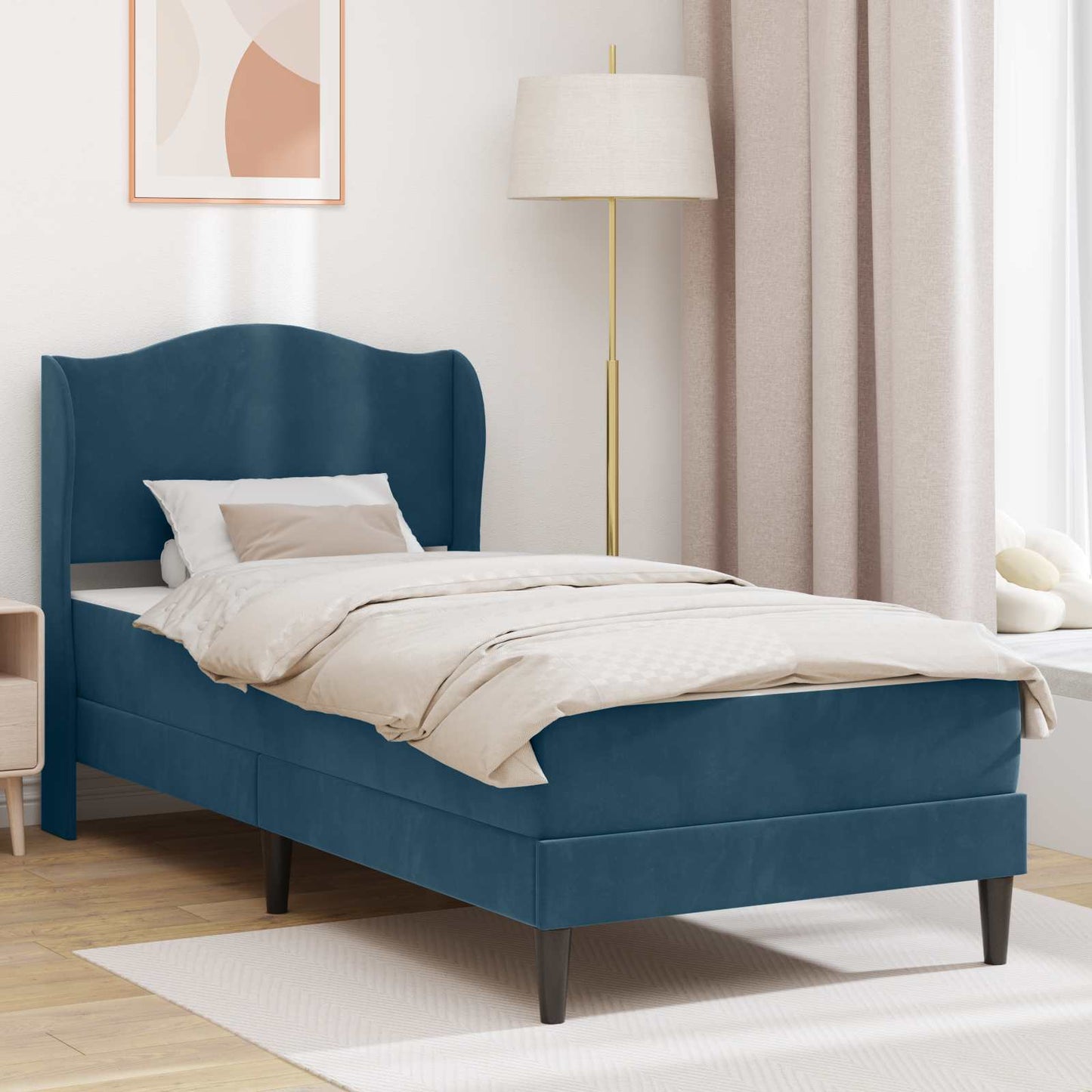 Struttura del letto con testiera Blu 80 x 200 cm Velluto | homemem39