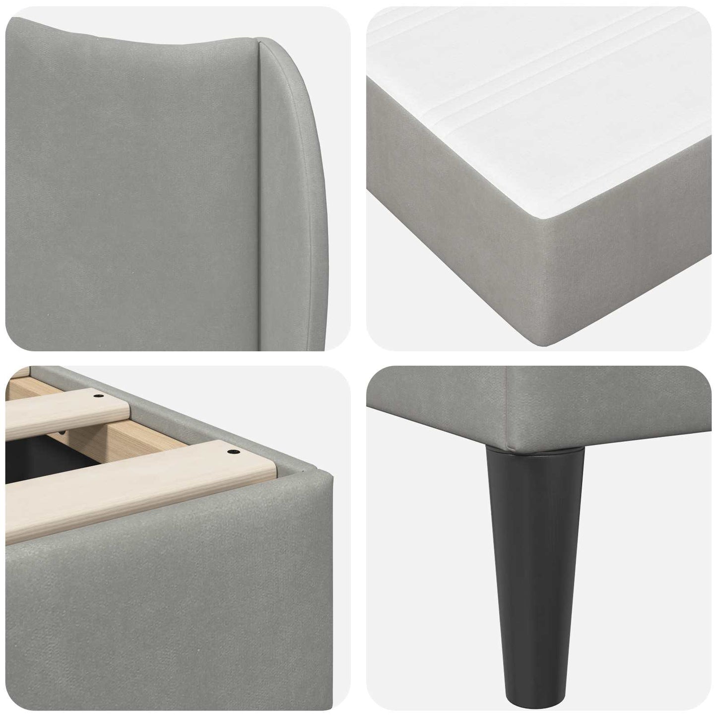 Struttura del letto 2 pcs Grigio Chiaro 90 x 190 cm Velluto | homemem39