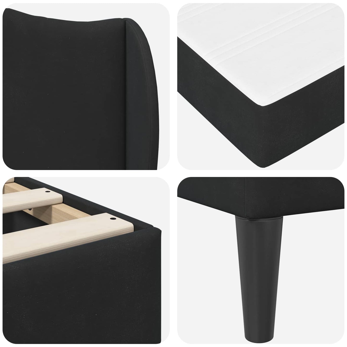 Struttura del letto con testiera Nero 90 x 200 cm Velluto | homemem39