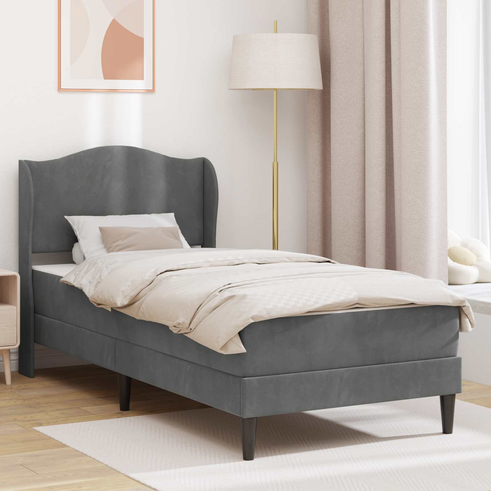 Struttura del letto Grigio Scuro 100 x 200 cm Velluto | homemem39