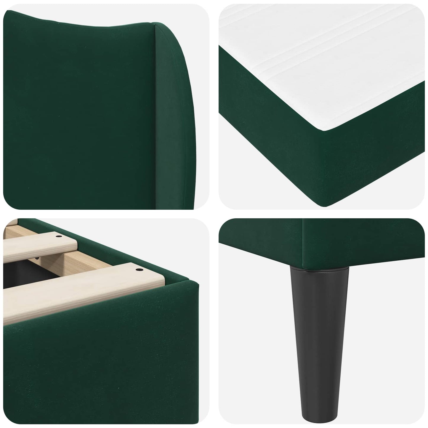Struttura del letto Verde Scuro 100 x 200 cm Velluto | homemem39