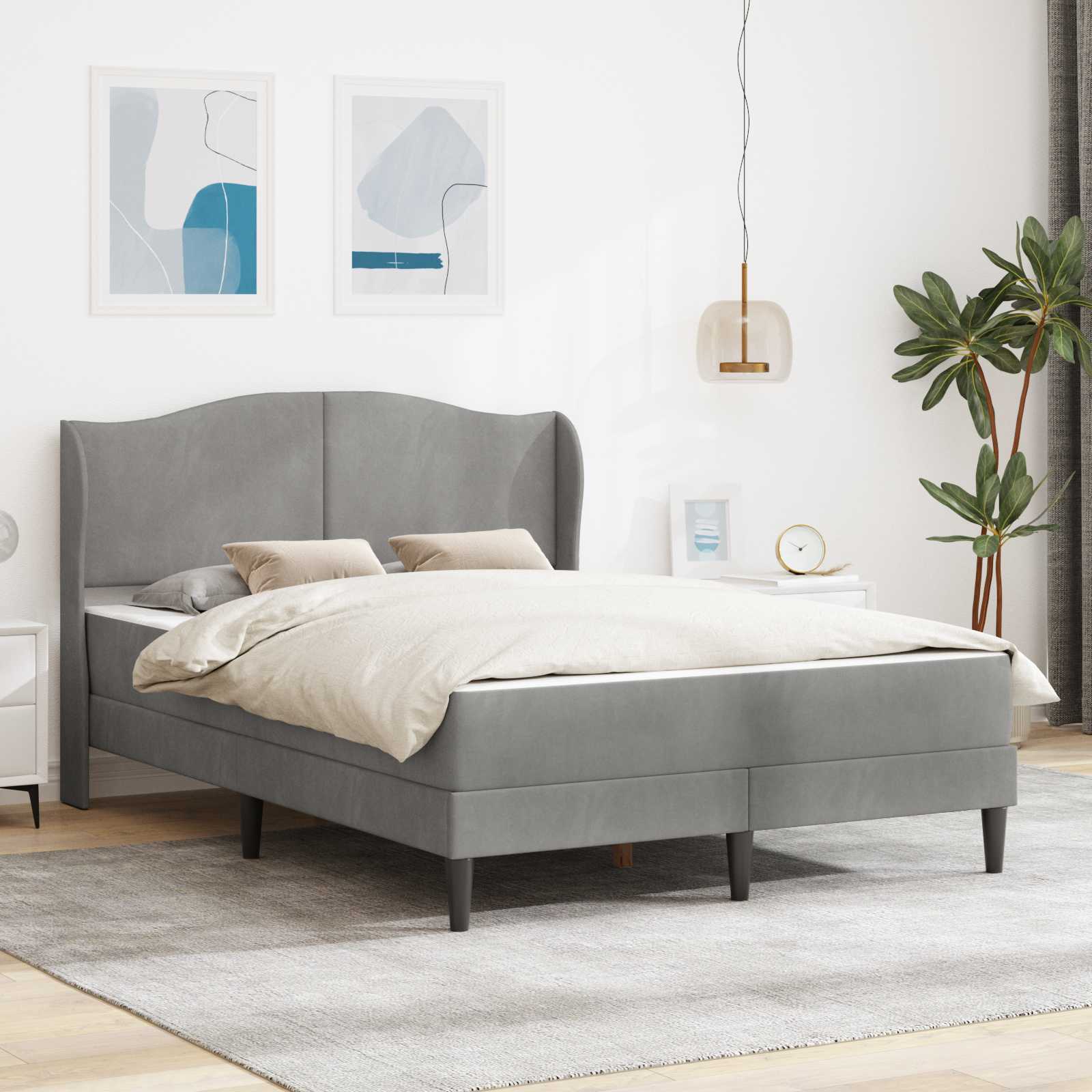 Struttura del letto Grigio Chiaro 120 x 190 cm Velluto | homemem39