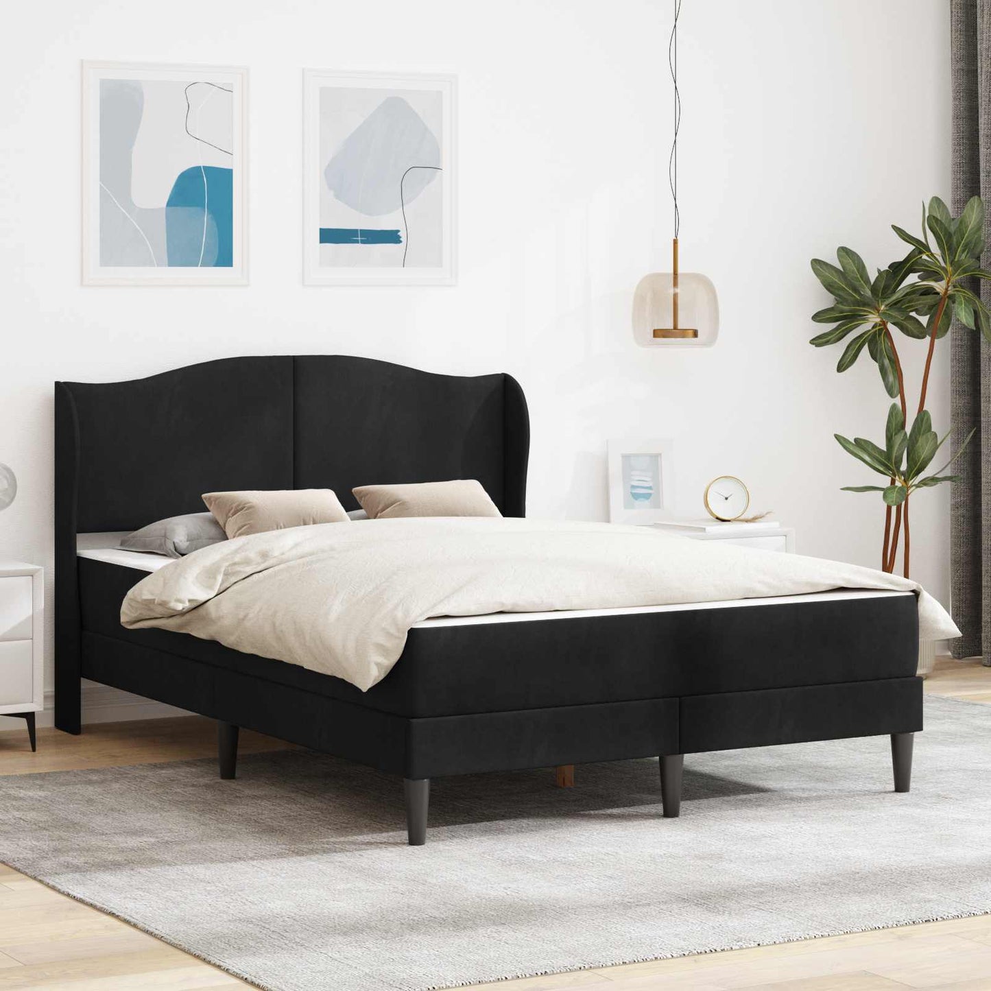 Struttura del letto con testiera Nero 120 x 200 cm Velluto | homemem39