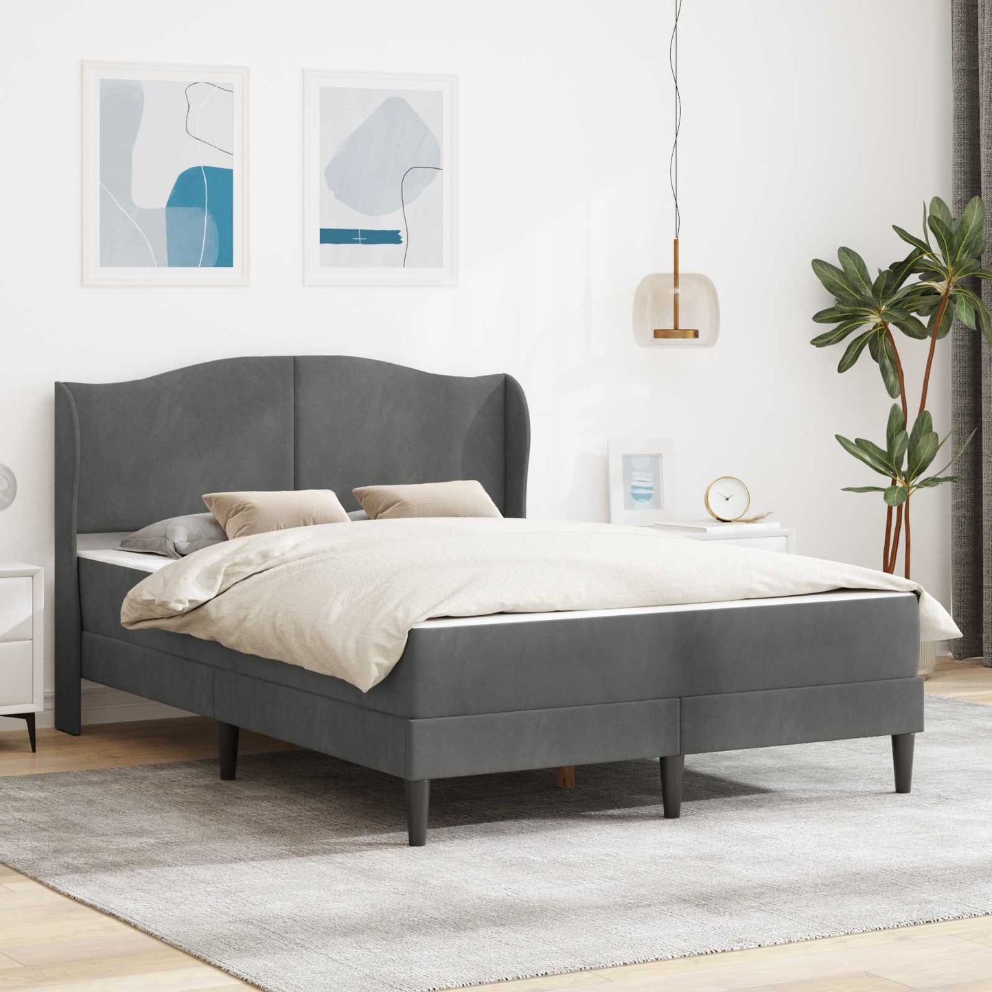 Struttura del letto Grigio Scuro 160 x 200 cm Velluto