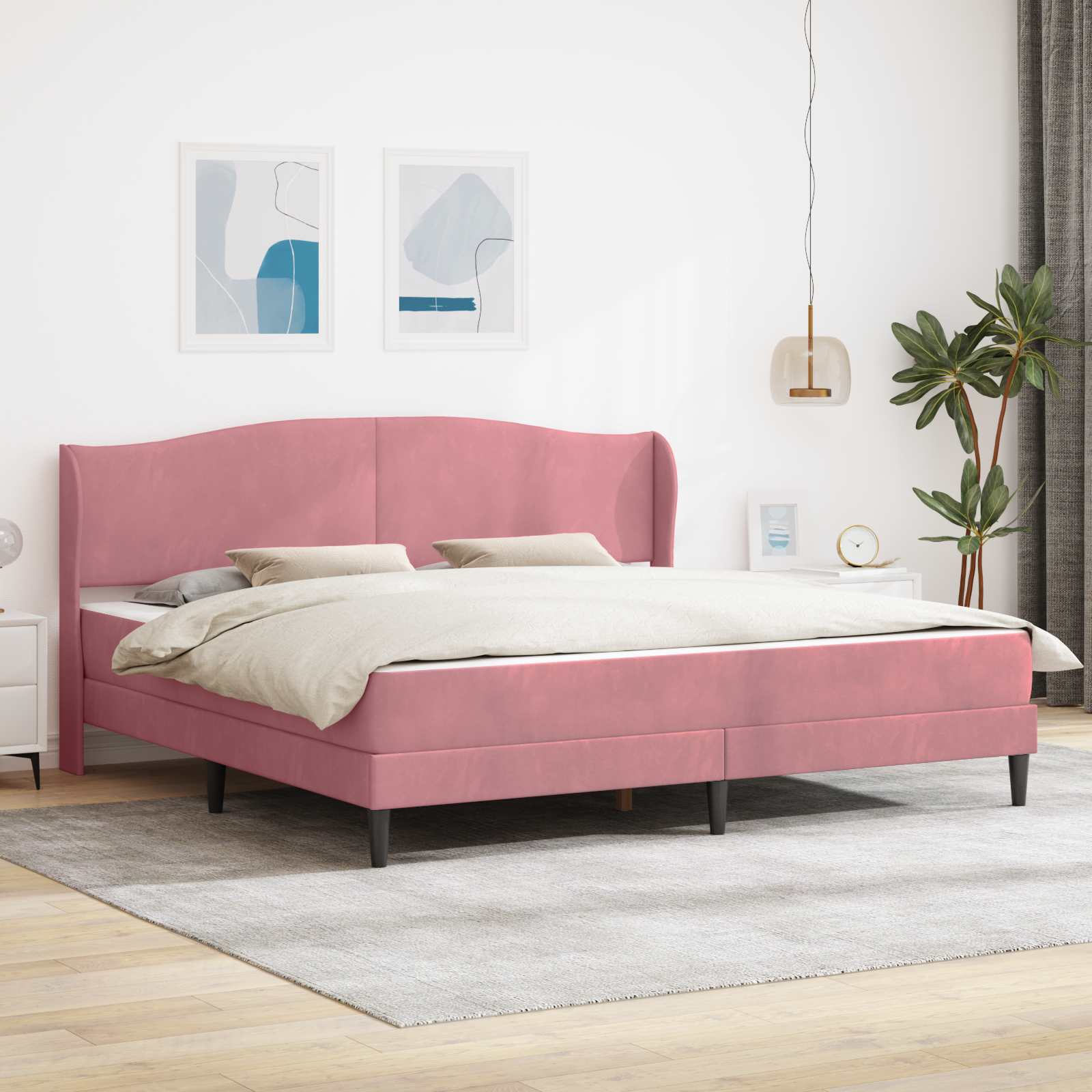Struttura del letto con testiera Rosa 180 x 200 cm Velluto | homemem39