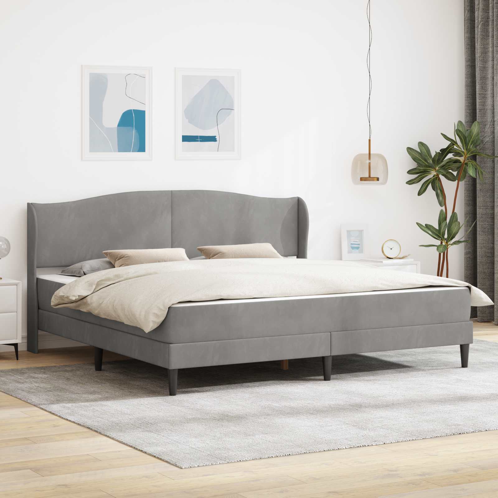Struttura del letto Grigio Chiaro 200 x 200 cm Velluto | homemem39