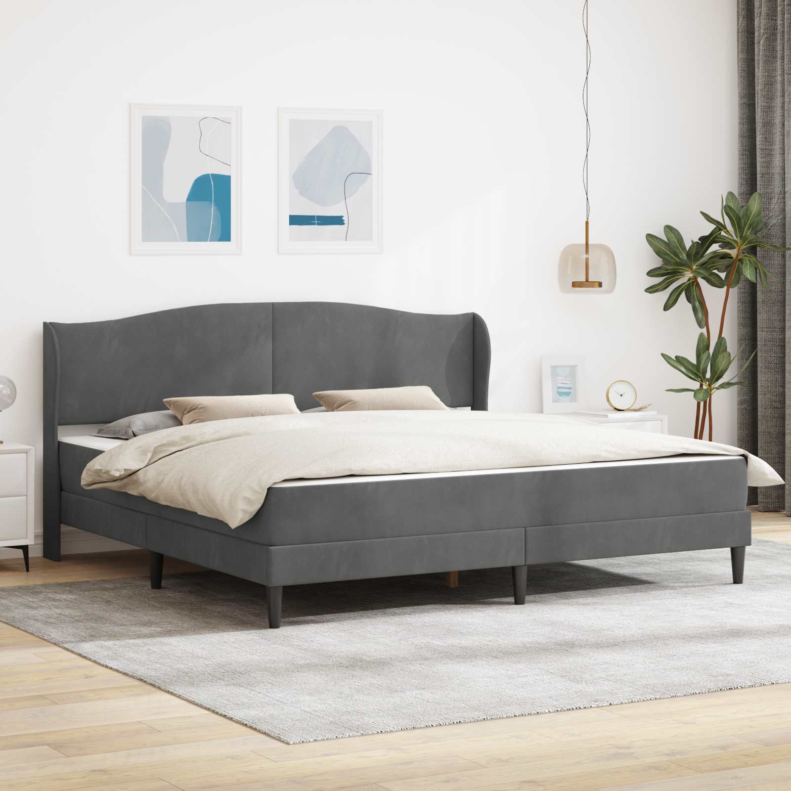 Struttura del letto Grigio Scuro 200 x 200 cm Velluto | homemem39