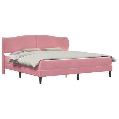 Struttura del letto con testiera Rosa 200 x 200 cm Velluto | homemem39