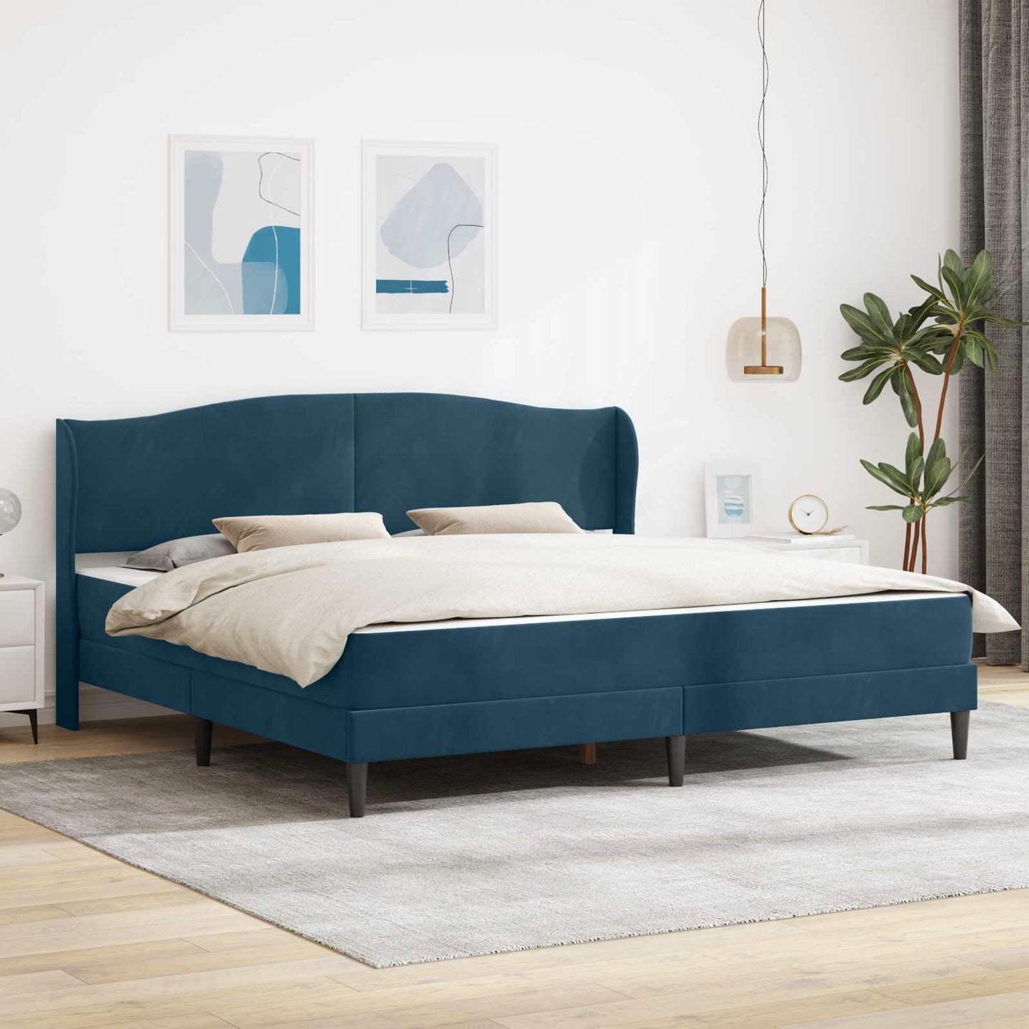 Struttura del letto con testiera Blu 200 x 200 cm Velluto | homemem39