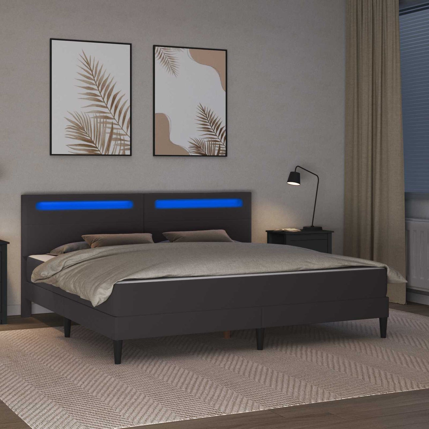 Struttura del letto con testiera Grigio 180 x 200 cm Similpelle