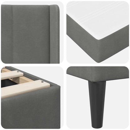 Struttura letto con materasso Grigio scuro 200 x 200 cm Velluto | homemem39