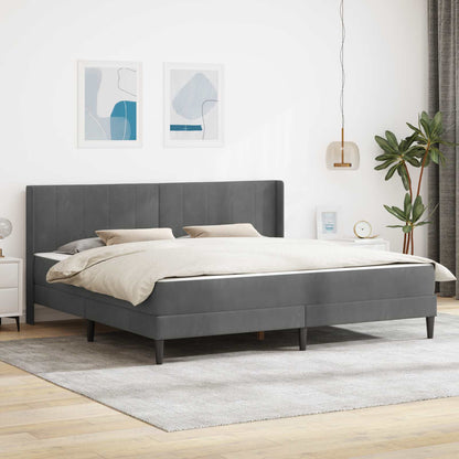 Struttura letto con materasso Grigio scuro 200 x 200 cm Velluto | homemem39