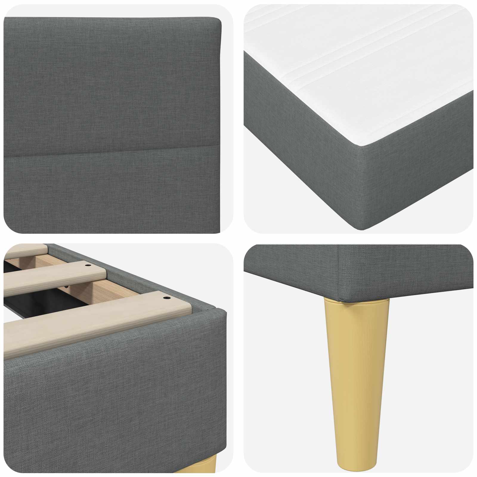 Struttura letto con materasso Grigio scuro 90 x 190 cm Tessuto | homemem39