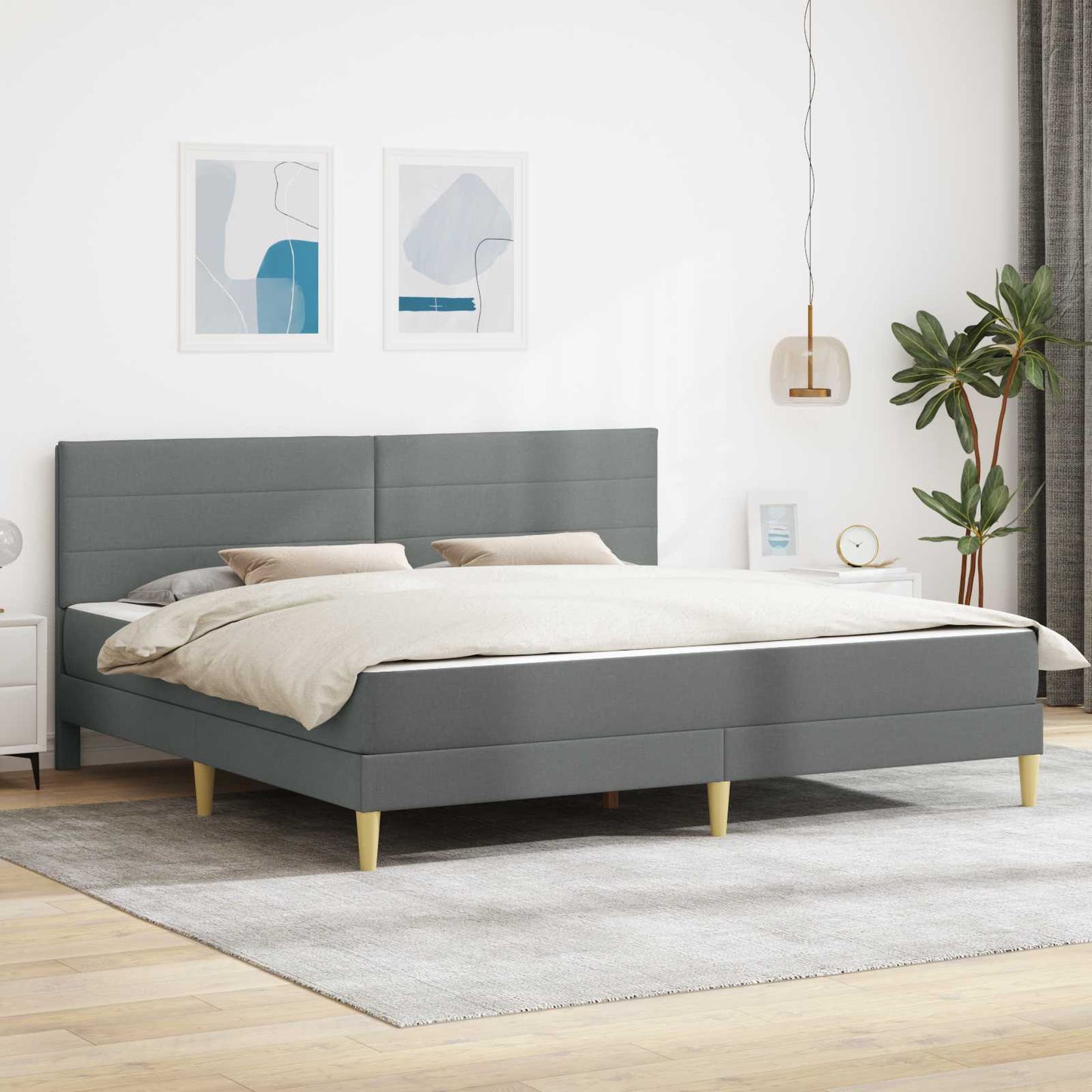 Struttura letto con materasso Grigio scuro 180 x 200 cm Tessuto | homemem39