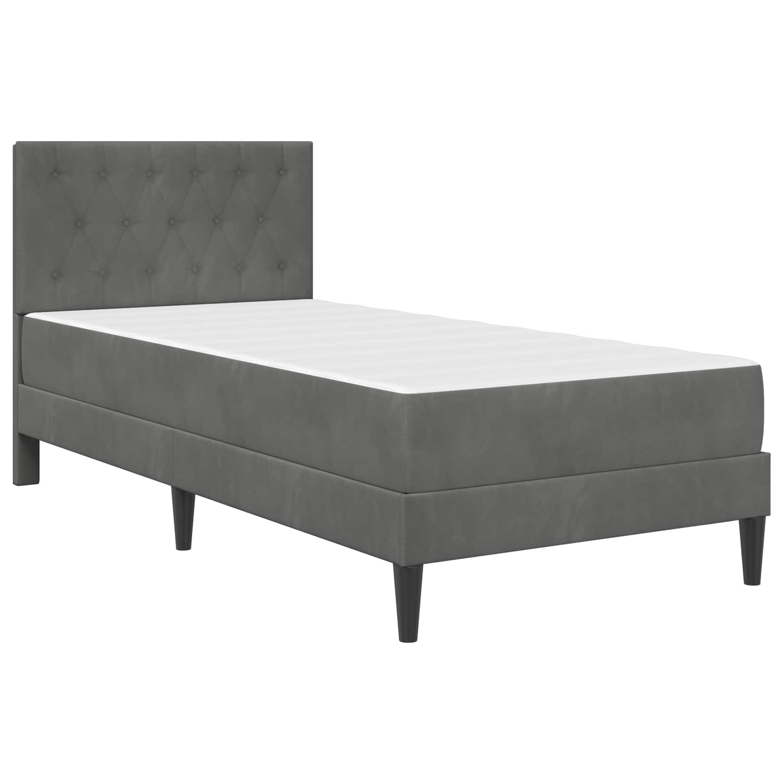 Struttura letto con materasso Grigio scuro 90 x 190 cm Velluto | homemem39