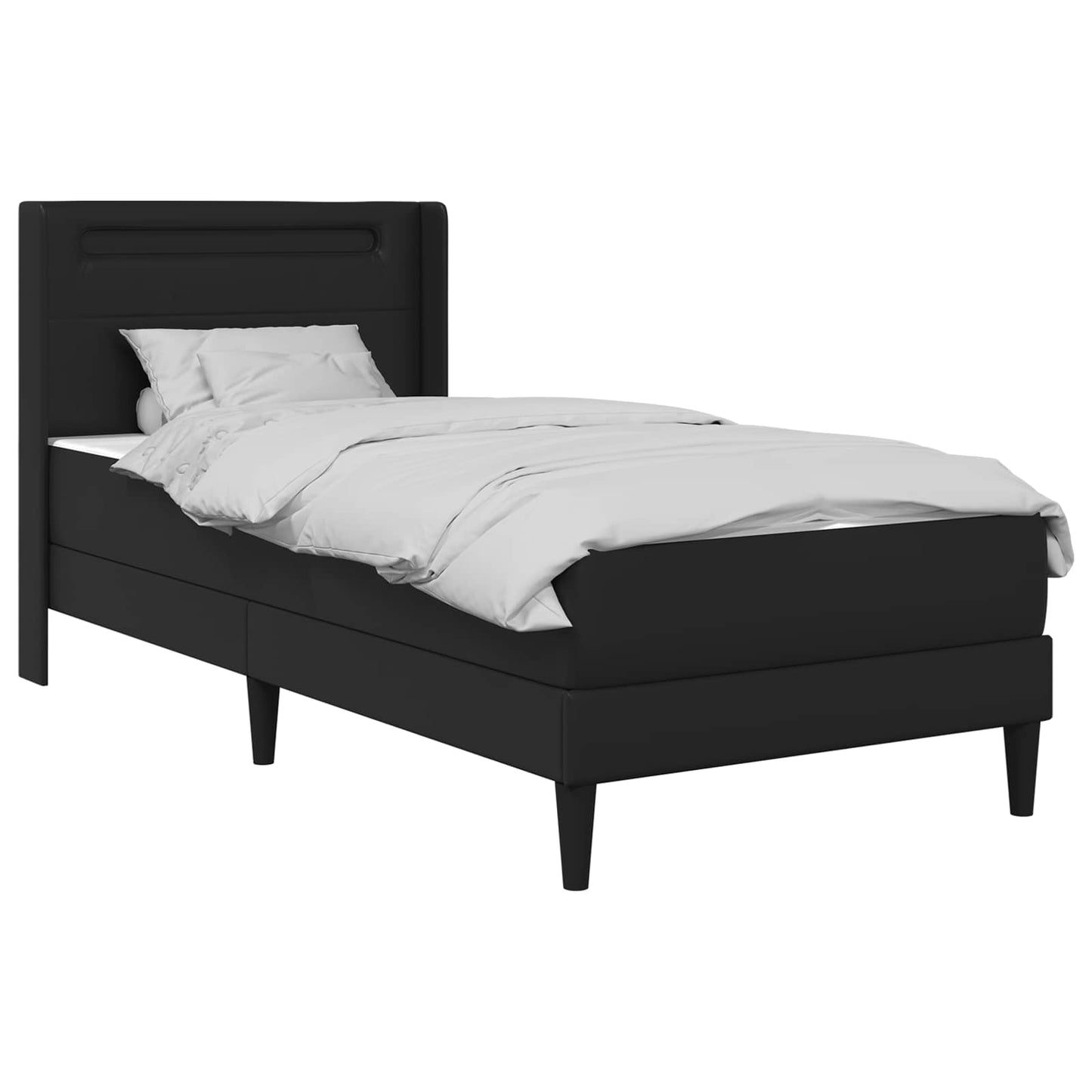 Struttura letto con materasso Nero 90 x 190 cm Pelle Sintetica | homemem39