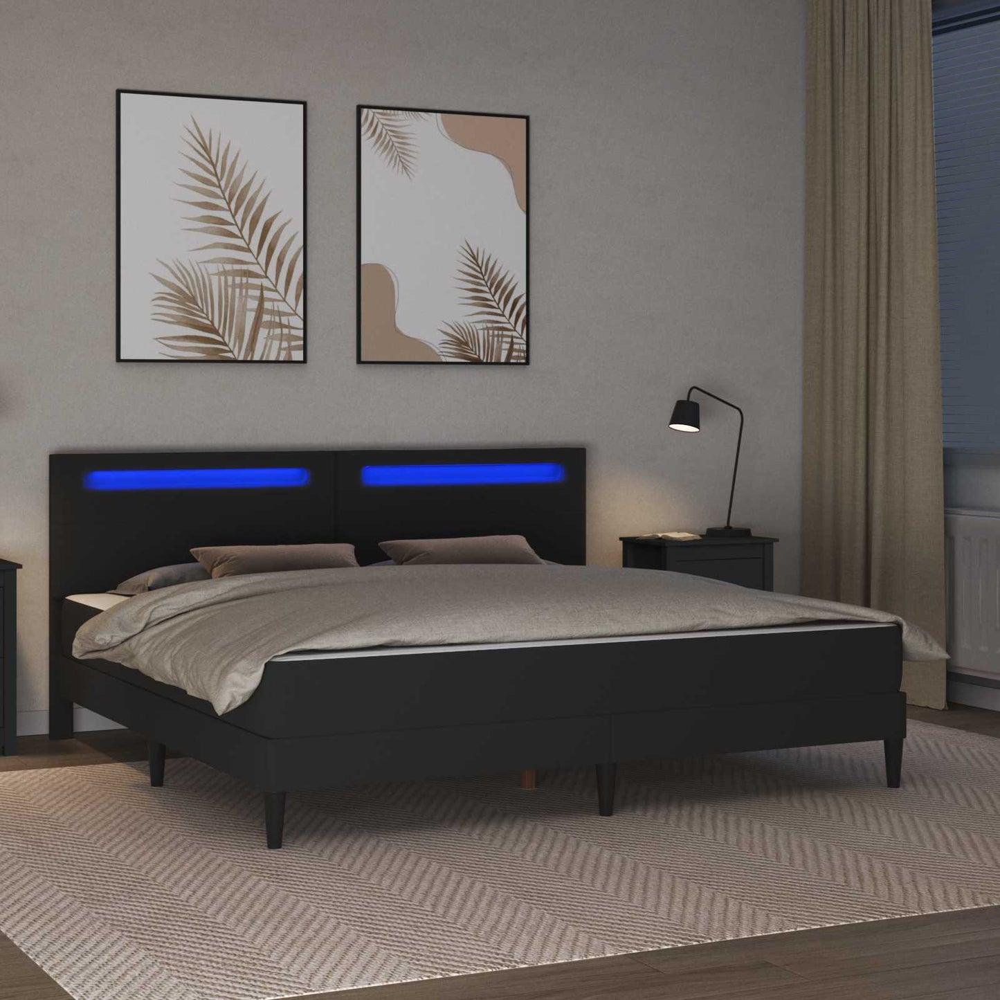 Struttura letto con materasso Nero 180 x 200 cm Pelle Sintetica | homemem39