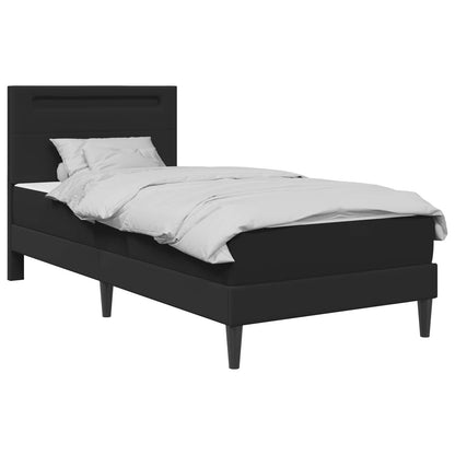 Struttura del letto con strisce LED Nero 90 x 190 cm Similpelle | homemem39