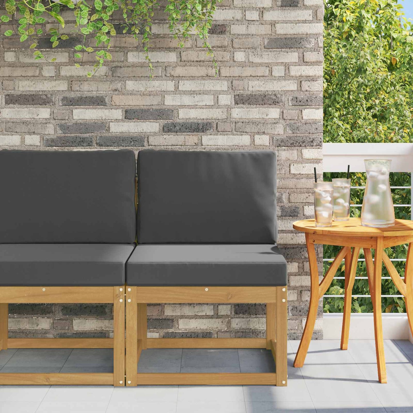 Set di divani da esterno Bianco e Antracite 59 x 63 x 73 cm | homemem39