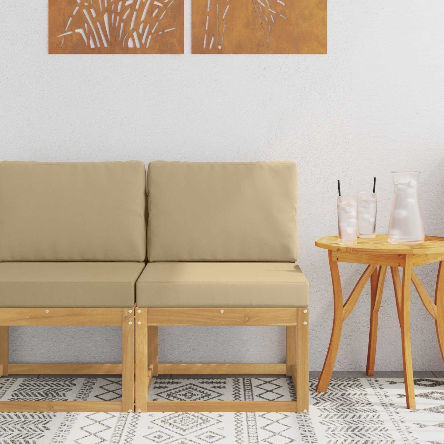 Set di divani da esterno Bianco e Beige 59 x 63 x 73 cm | homemem39