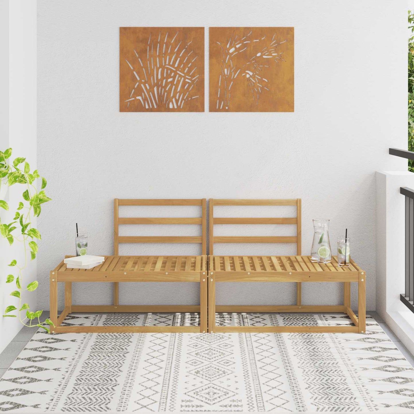 Divano da Esterno 2 Pezzo Bianco 182,5 x 63 x 73 cm