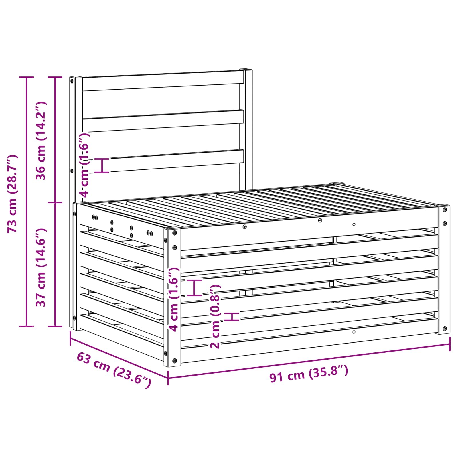 Set di divani da esterno Bianco 91 x 63 x 73 cm | homemem39