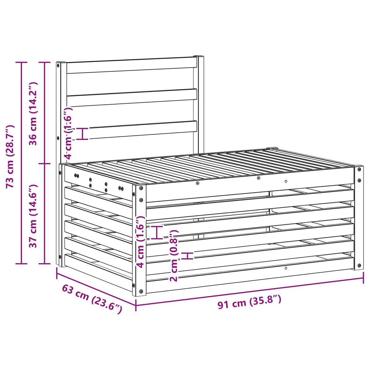Set di divani da esterno Bianco 91 x 63 x 73 cm - homemem39
