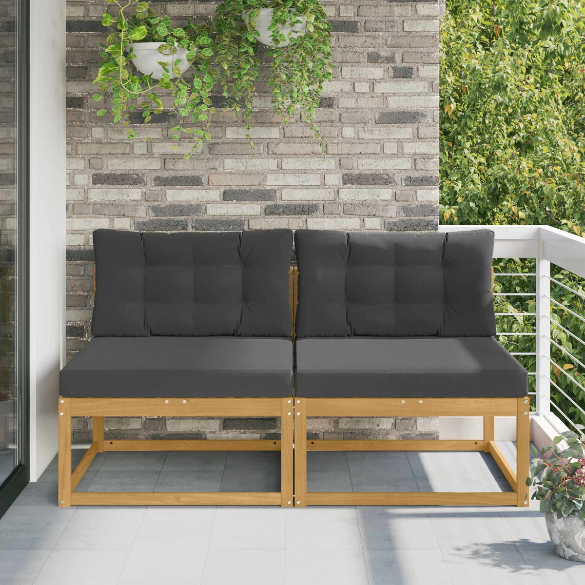2 Pezzo Divano centrale per esterno Naturale 158 x 83 x 73 cm