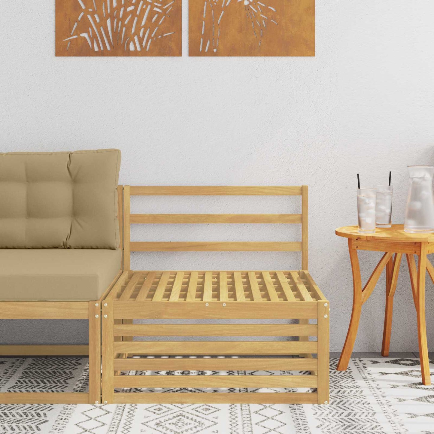 Divano centrale per esterno Legno di Acacia Massello Bianco