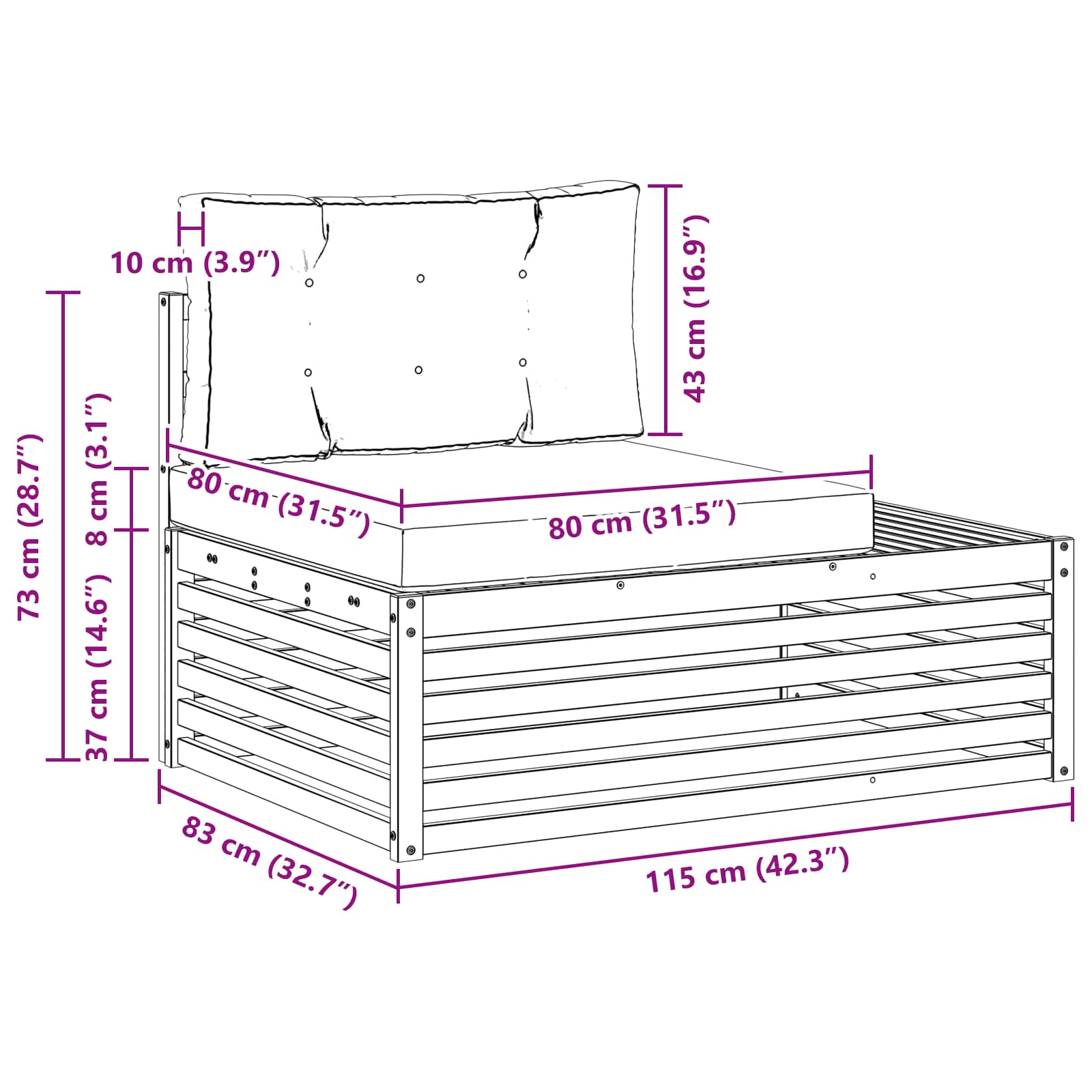 Divano da Esterno con cuscino Bianco 115 x 83 x 73 cm | homemem39