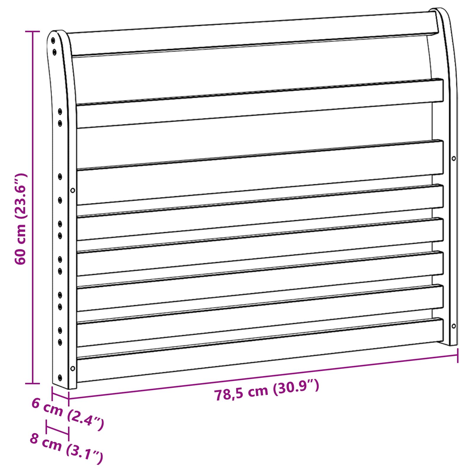 Modulo Braccioli 2 pcs Bianco 78,5 x 8,5 x 60 cm | homemem39