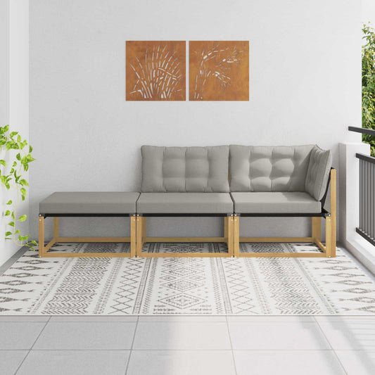 Set di divani da esterno con cuscino Bianco e Grigio Chiaro - homemem39