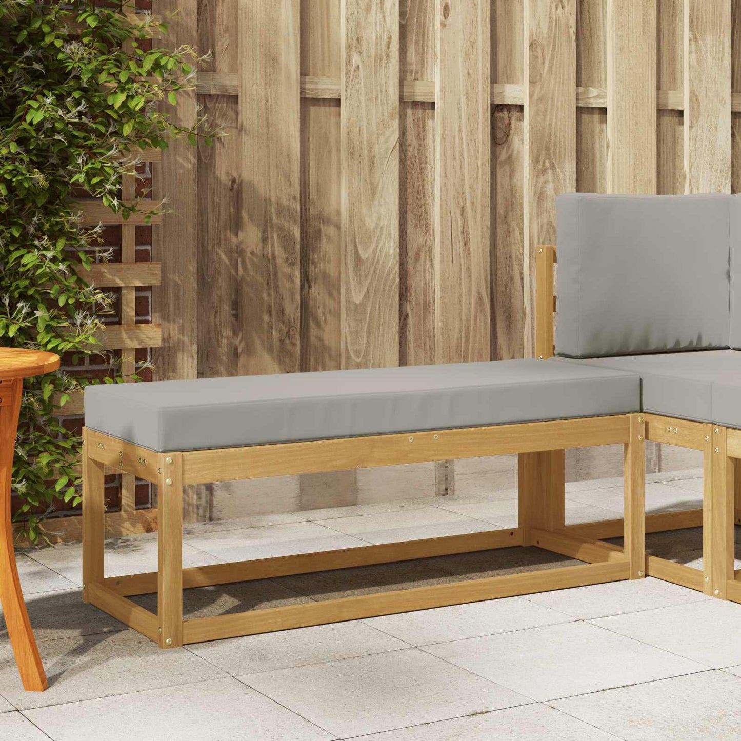 Panca da esterno con cuscino Bianco 115 x 43 x 45 cm