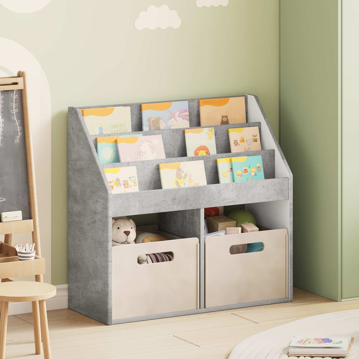 Libreria per Bambini Grigio cemento 72,5 x 29,5 x 69 cm