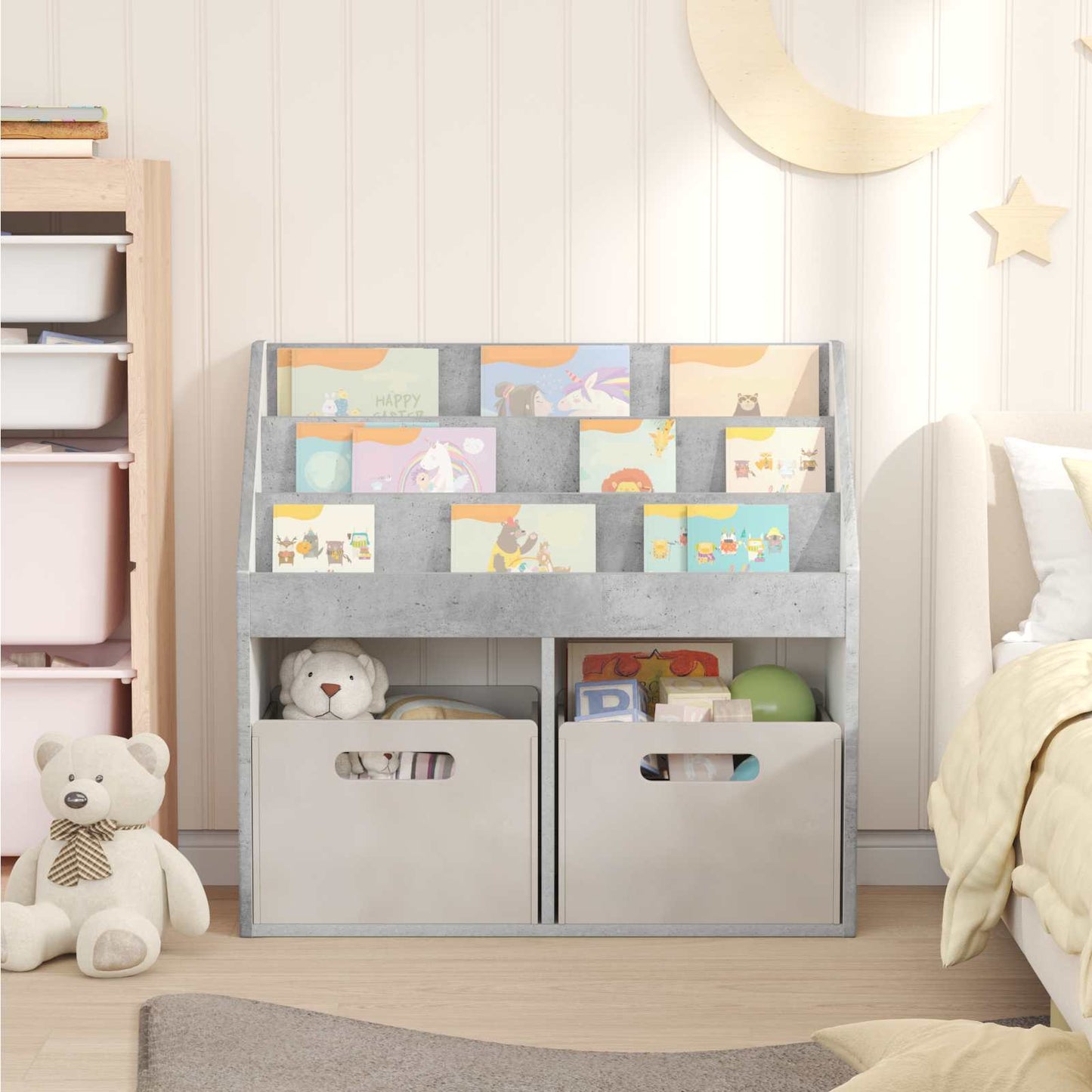 Libreria per Bambini Grigio cemento 72,5 x 29,5 x 69 cm