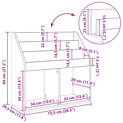 Libreria per Bambini Rovere fumé 72,5 x 29,5 x 69 cm