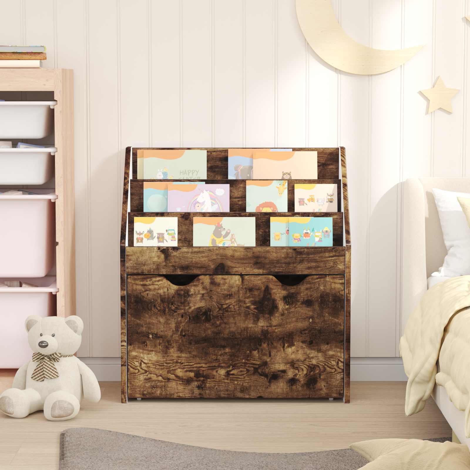Libreria per Bambini con cassetto Rovere fumé 60 x 29,5 x 69 cm | homemem39