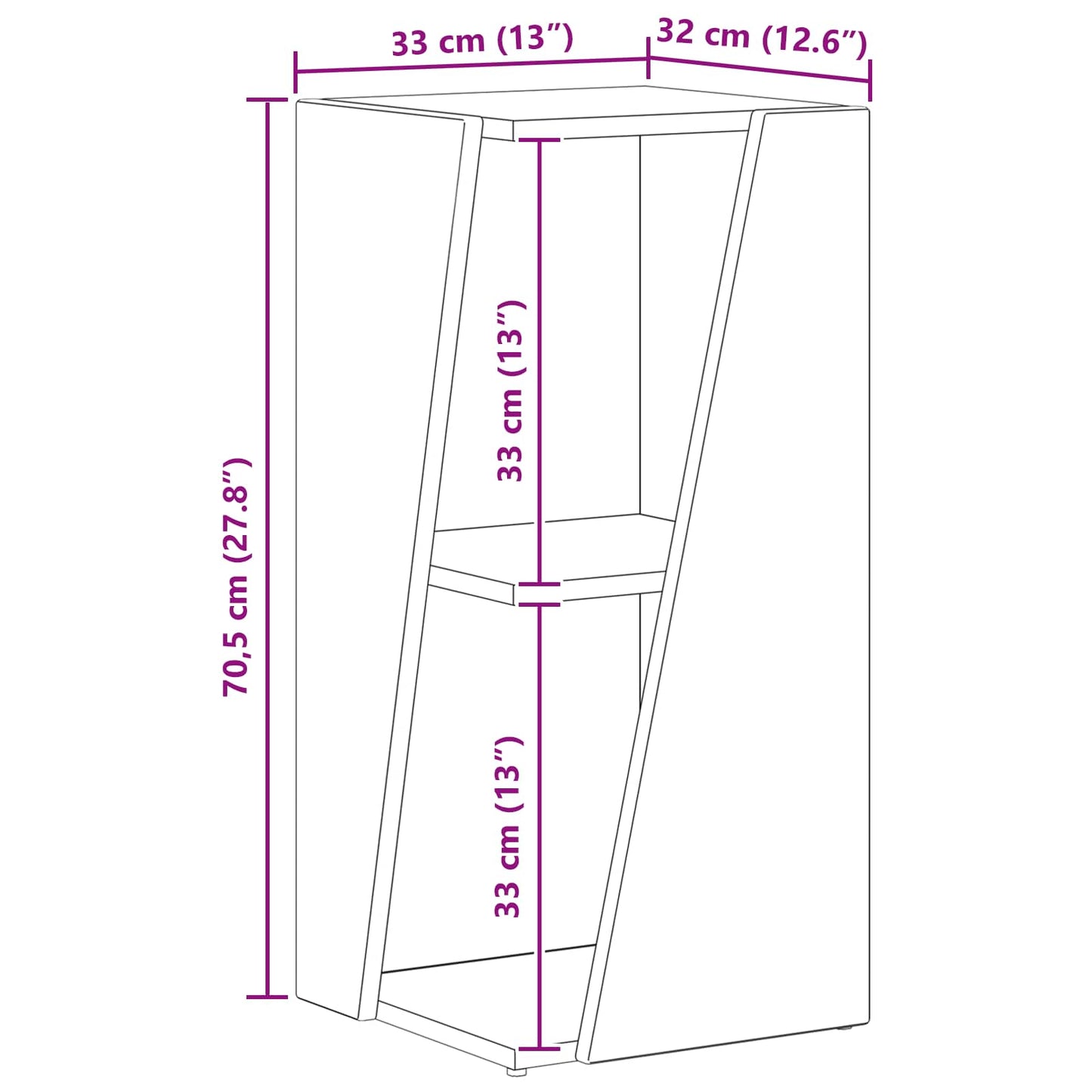 Mensola laterale Grigio cemento 33 x 32 x 70,5 cm | homemem39
