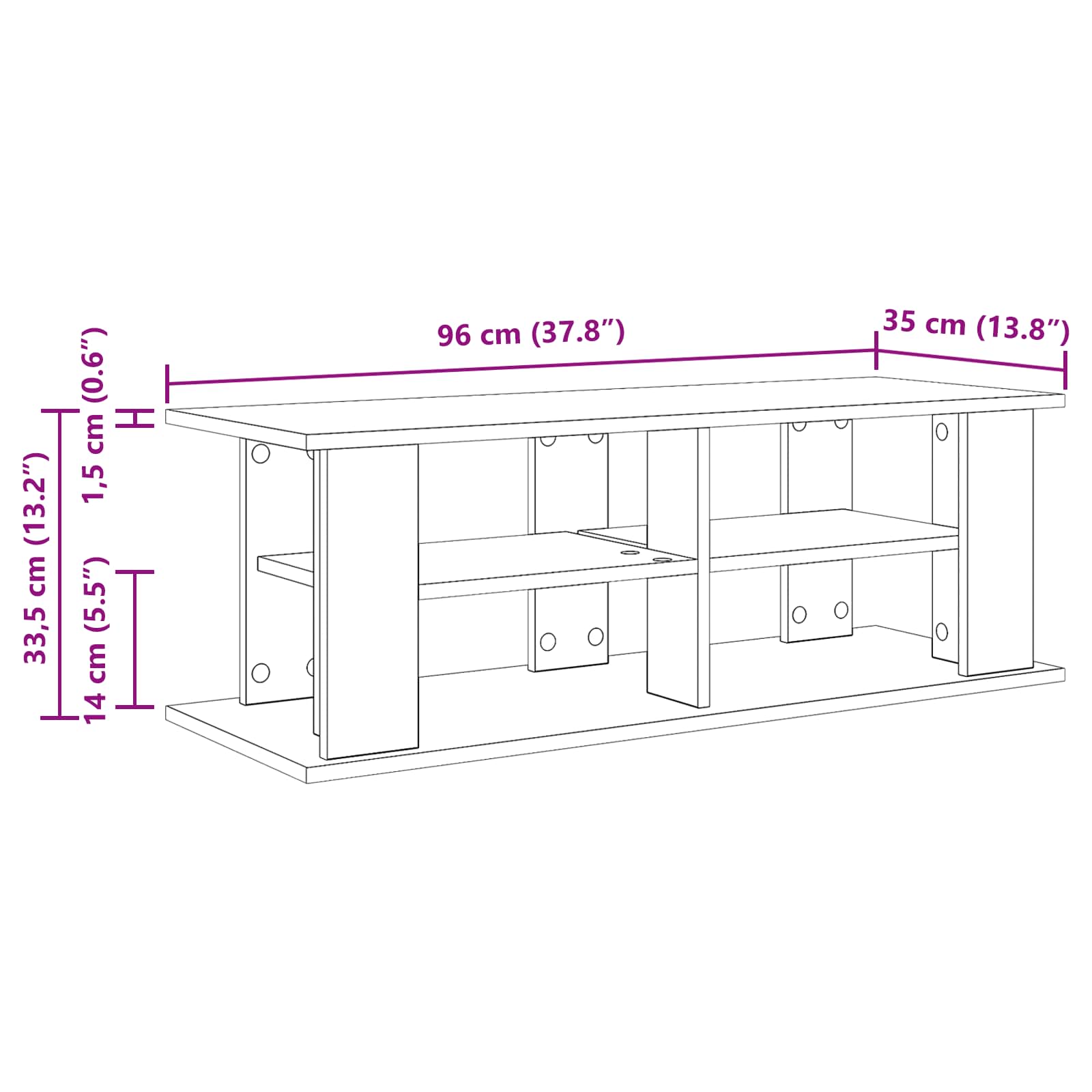 Supporto TV Bianco 96 x 35 x 33,5 cm | homemem39
