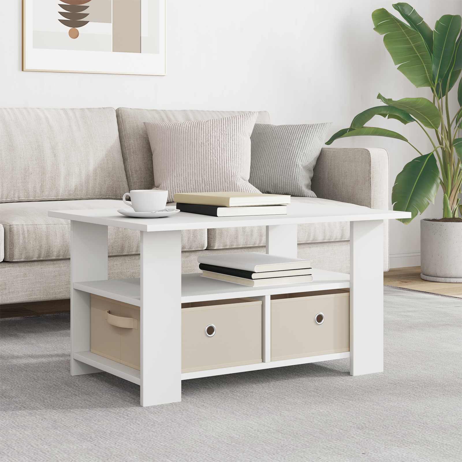 Tavolino da salotto Bianco 77 x 55 x 42 cm Legno multistrato | homemem39