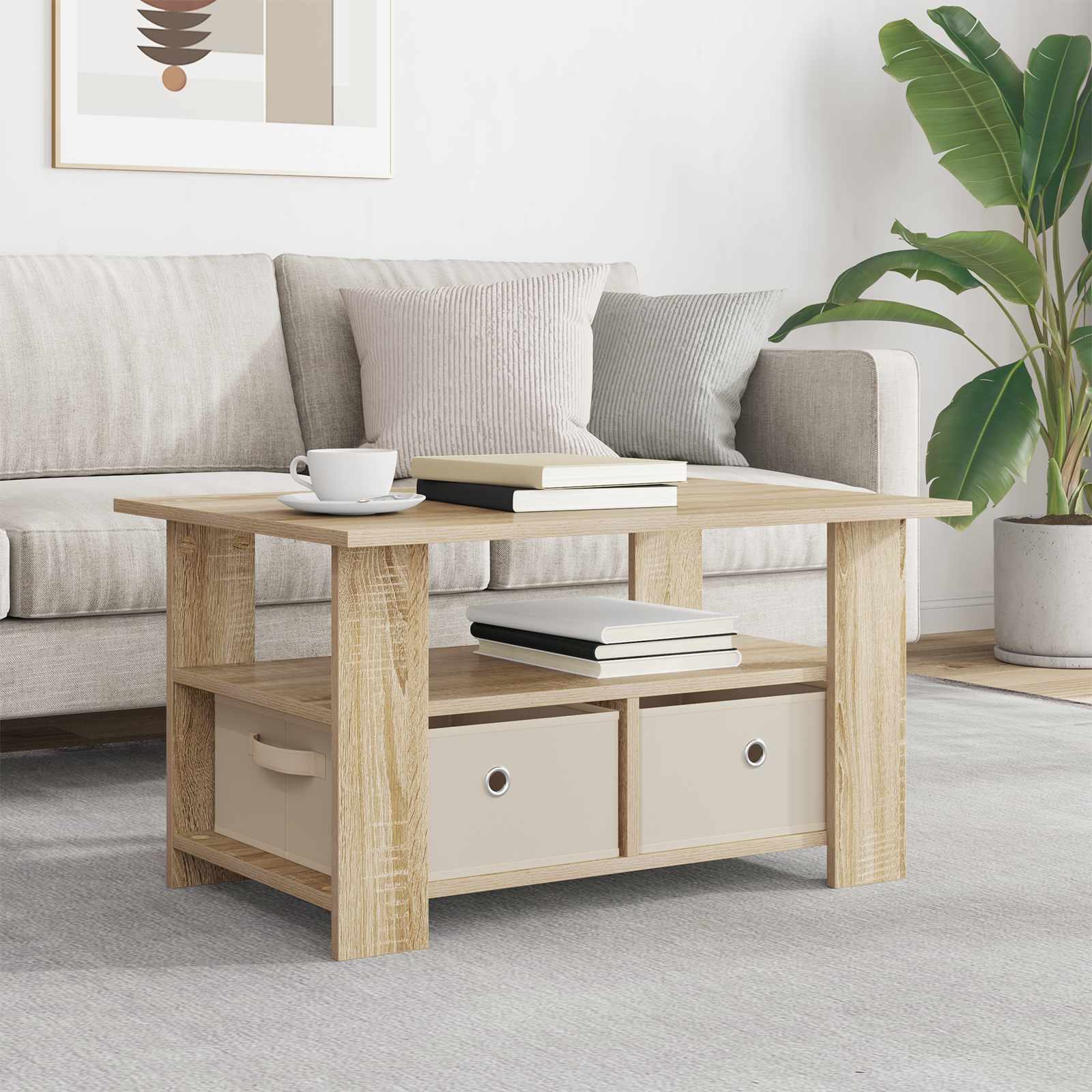 Tavolino da salotto con cassetto Rovere Sonoma 77 x 55 x 42 cm | homemem39