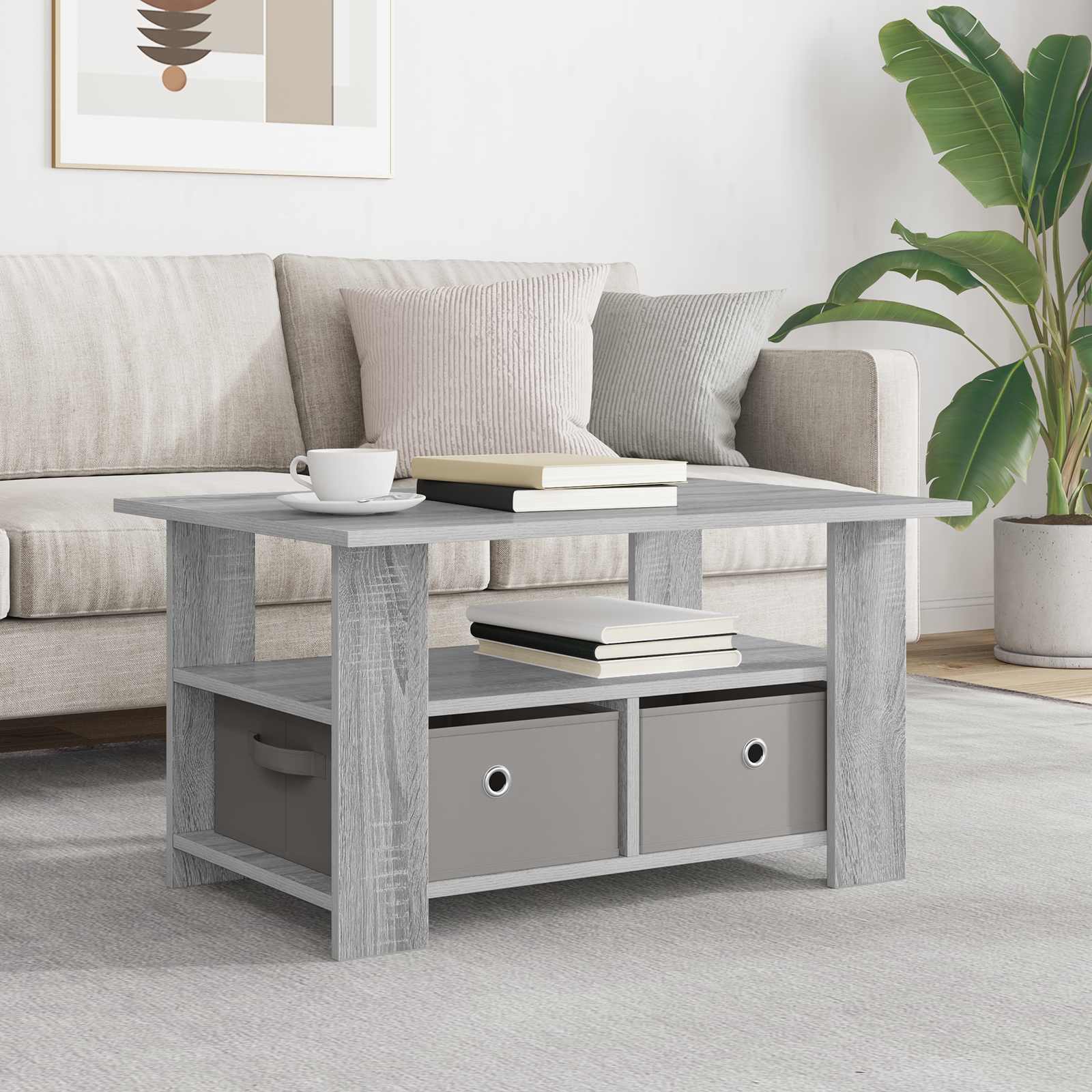 Tavolino da salotto con cassetto Grigio Sonoma 77 x 55 x 42 cm | homemem39