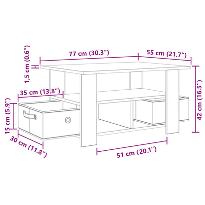 Tavolino da salotto con cassetto Legno vecchio 77 x 55 x 42 cm