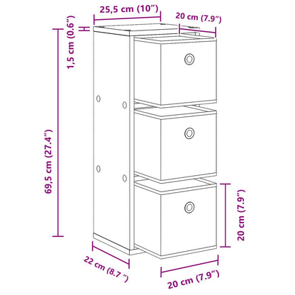 Credenza con cassetto Bianco 25,5 x 22 x 69,5 cm