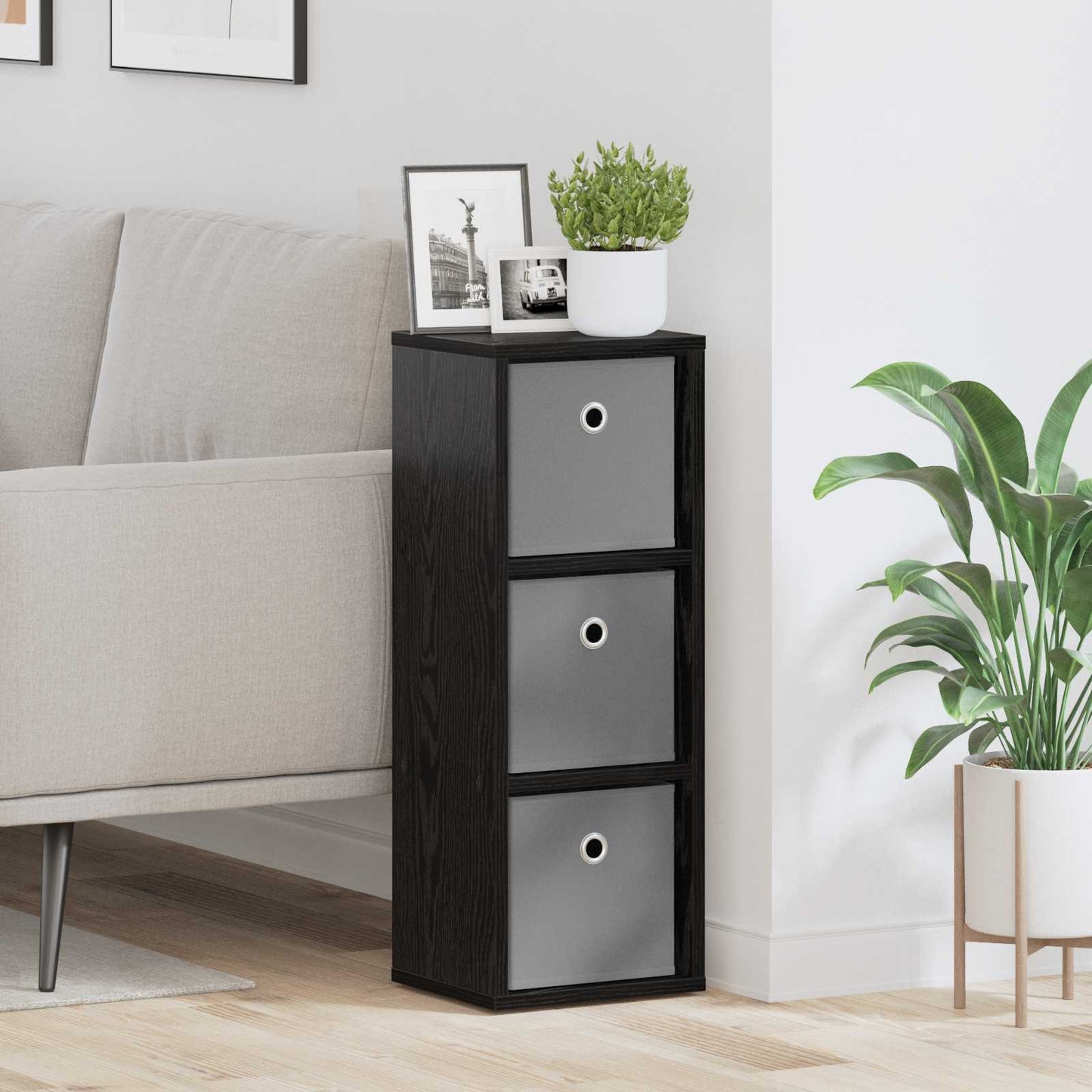 Credenza con cassetto Rovere Nero 25,5 x 22 x 69,5 cm