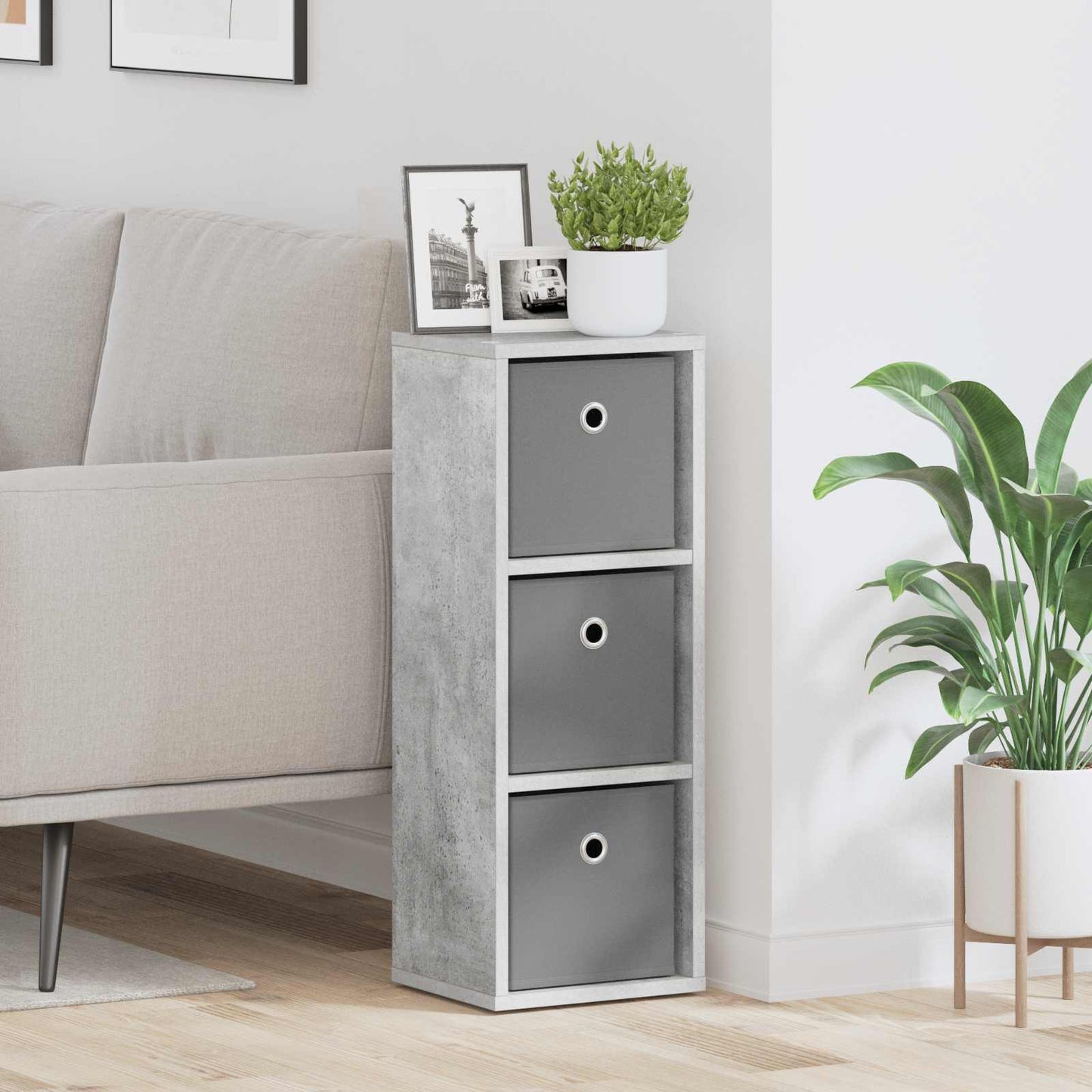 Credenza con cassetto Grigio cemento 25,5 x 22 x 69,5 cm
