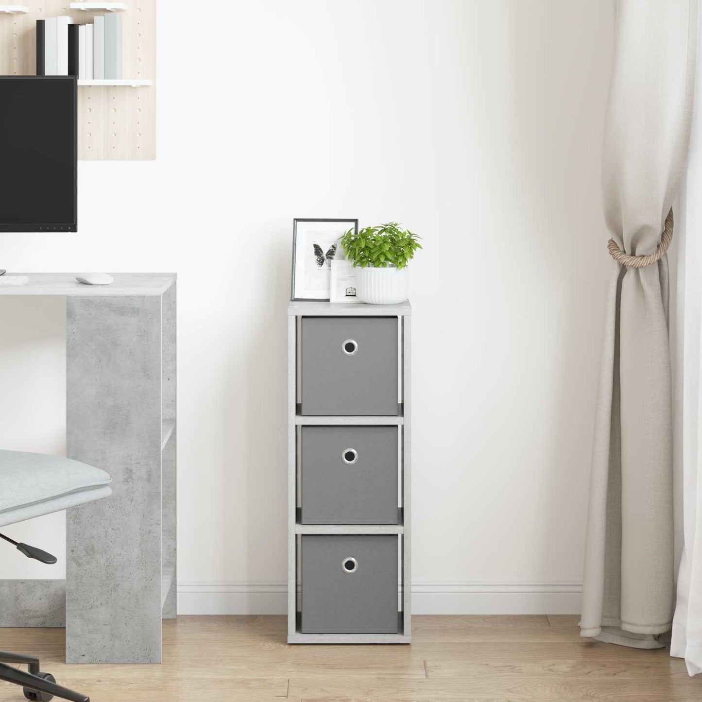 Credenza con cassetto Grigio cemento 25,5 x 22 x 69,5 cm | homemem39