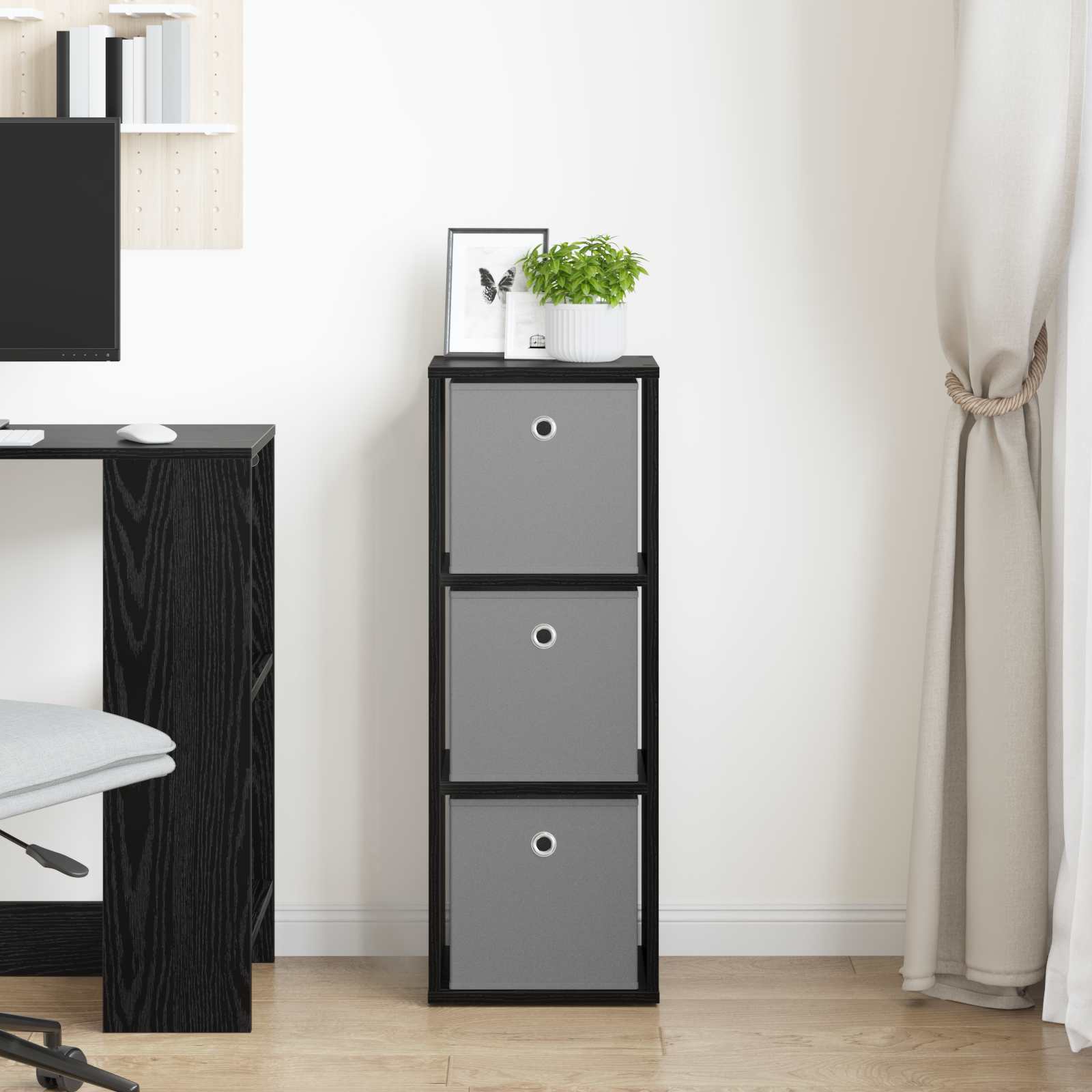 Credenza con cassetto Rovere Nero 30,5 x 27 x 84,5 cm | homemem39