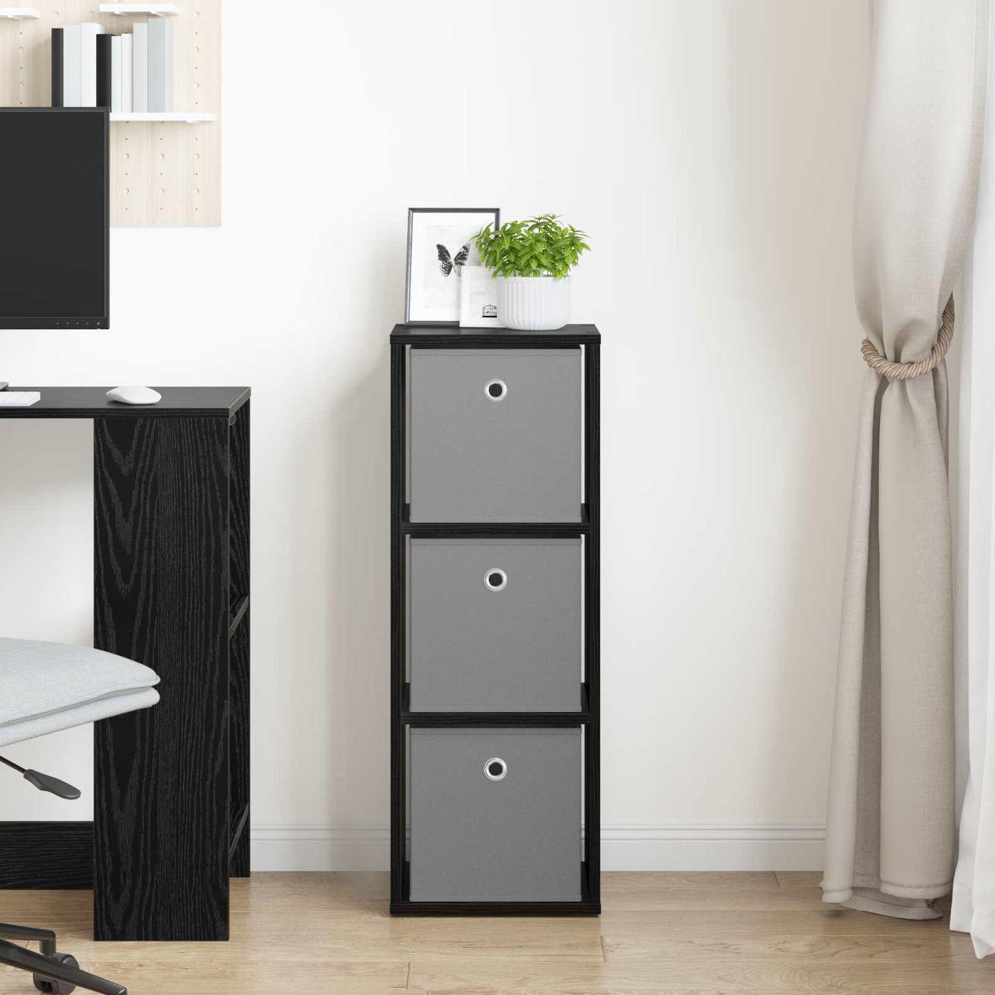 Credenza con cassetto Rovere Nero 30,5 x 27 x 84,5 cm